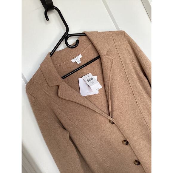 NWT J. Jill Women Caramel Hth Double-Knit Button Front Blazer Jacket Tan Size XS - Picture 5 of 11
